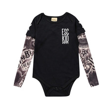 Ropa de bebé niño infantes mamelucos de algodón recién nacido 0-3 yrs Bodysuits malla manga faux tatoo ropa infantil 2024 - compra barato