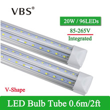 1 PCS V-Shape Integrated LED Tube Lamp 20W T8 570mm 2FT LED Bulbs 96LEDs Super Bright Led Fluorescent Light bombillas led 2000lm 2022 - buy cheap