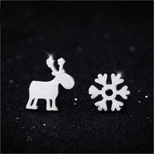 MloveAcc модные маленькие милые серьги-гвоздики из стерлингового серебра 925 пробы в виде снежинок, мини оленей, оленей, оленей для девочек, рождественские украшения 2024 - купить недорого