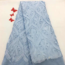 Lo último en encajes nigerianos rojos 2019 tela de encaje francés africano de alta calidad con tela de encaje de cuentas para vestido de novia azul cielo 2024 - compra barato