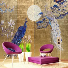 Beibehang Large Custom Wallpapers Living Room TV Background Wallpaper murals Peacock Moon Photo Wallpaper papel de parede 3d 2024 - buy cheap