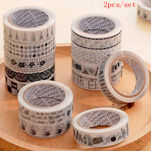 2pcs/set DIY Adhesive Tape Decorative Masking Tape 15mm*10m Scrapbooking Cartoon Adhesive Tape School Supplies  Black and white 2024 - buy cheap