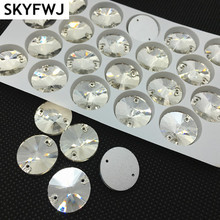 Round Rivoli Shape Crystal Clear Color Radiant Glass Crystal Flatback Sew on Rhinestones 2 Holes 8mm 10mm 12mm 14mm 16mm 18mm 2024 - buy cheap