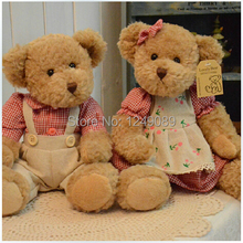 30cm 2 pieces Couple Teddy Bear With Cloth Plush Stuffed Bear Toy Chrismas Gift Kids Doll 2024 - buy cheap