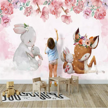 Nordic Elk mother and child rabbit background wall professional making murals, wallpaper wholesale, custom photo wall 2024 - buy cheap