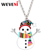 WEVENI Enamel Alloy Christmas Anime Snowman Necklace Pendant Chains Collars New Year Gift Jewelry For Women Girls Kids Bijoux 2024 - buy cheap