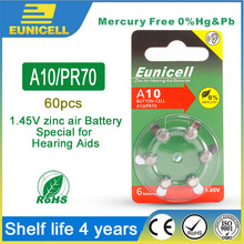 60PCS Zinc Air EUNICELL Extra Performance Hearing Aid Batteries A10 10A 10 PR70 Hearing Aid Battery A10 Free Shipping HEAR AID 2024 - buy cheap