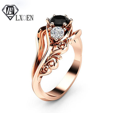 Anel de noivado redondo clássico com cristal, anel de prata e zircônia, acessórios de joias para mulheres 2024 - compre barato
