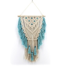 Blue Pink Bohemian Macrame Wall Art Handmade Cotton Wall Hanging Tapestry Nordic Tapestry with Tassel Home Wedding Decoration 2024 - buy cheap