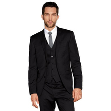 Terno masculino feito sob medida com dois botões, "vestido formal de noivo preto, roupa para homens de negócios, smoking (jaqueta + calça + colete + gravata) 2024 - compre barato