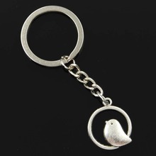 New Fashion Men 30mm Keychain DIY Metal Holder Chain Vintage Circle Little Bird 24x20mm Silver Color Pendant Gift 2024 - buy cheap