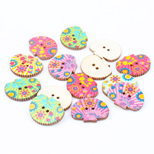 20pcs Tree Painted Wooden Decorative Buttons Bottoni For Sewing Scrapbooking Accessories Crafts 24x30mm MT0715 2024 - buy cheap