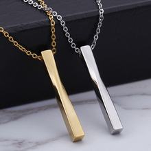 Gold  High Polished Stainless steel Fashion Shiny Solid Bar Pendant Mens Necklace Unisex Women Mens 24'' 2024 - buy cheap