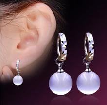 Pendientes de aro de ópalo de fuego blanco para mujer, de plata esterlina 925, a la moda, encantador, joyería NY059 2024 - compra barato