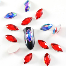 Diamantes de imitación acrílicos de hojas de colores para decoración de uñas, cristal de ojo de caballo, sin fijación térmica, B3712, 100 Uds. 2024 - compra barato