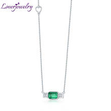 LOVERJEWELRY NEW Solid 18Kt White Gold Colombia Emerald Necklace Pendant Loving Diamond Jewelry Fancy Thanksgiving Gift 2024 - buy cheap