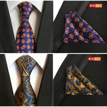 Gusleson-conjunto de gravatas e lenços de seda masculina, gravatas e lenços quadrados, tecidos em jacquard, para casamento, 8cm 2024 - compre barato