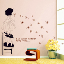 Dandelion girl wall sticker PVC Material DIY Flying dandelion wall decals for Children's room bedroom home decor sticker 2024 - buy cheap