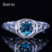 Baihe anel de prata esterlina 925 sobre 0.92ct azul topázio, joias finas da moda, anel masculino e feminino 2024 - compre barato