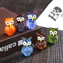 H&D Set of 6,Handmade Cute Owl Murano Art Glass Blown Mini Bird Animal Figurines Home Office Desktop Ornament Decoration Gifts 2024 - buy cheap