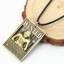 H&F Men Jewelry One Piece Anime Dog Tag Military Card Pendant 3D Trafalgar Law Wanted Necklace  pendant hot sale rope necklace 2024 - buy cheap