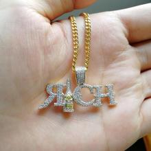 Hip Hop Micro Paved AAA Cubic Zirconia Bling Iced Out Rich Wine bottle Pendants Necklace for Men Rapper Jewelry Gold Color 2024 - buy cheap