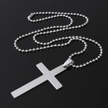 Stainless Steel Cross Necklace Pendants for Men Punk Jewelry Prayer Necklace Women Neclaces with ball chain 30x52x1mm 19.9 Inch 2024 - buy cheap
