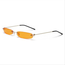 Солнцезащитные очки без оправы для мужчин и женщин, миниатюрные модные солнечные очки в металлической маленькой оправе с морскими линзами карамельных цветов, N9 2024 - купить недорого