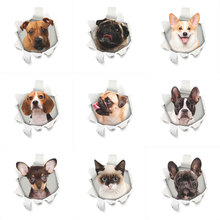И забавные кошки собаки 3D Яркий вид наклейка на стену для туалета Ванная комната украшения Животные ПВХ домашний декор для автомобиля настенная живопись плакат 2024 - купить недорого