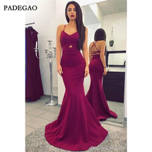 Dark Red  Evening Dresses Mermaid Spaghetti Strap Sweep Train Lace Up  Sexy Evening Dress  Custom Made 2024 - buy cheap