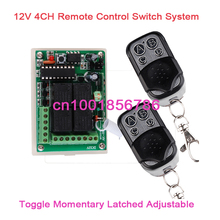 12 V 4CH (canal) Transmissor do Sistema Interruptor de Controle Remoto sem fio 1receiver & 2 Way Trabalho é ajustável 200 M da porta da garagem/lâmpada