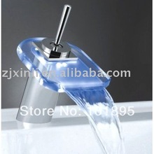 X8340B1 - Single Handle Chrome Finishing LED Color Change Glass Waterfall Bathroom Sink Faucet 2024 - buy cheap