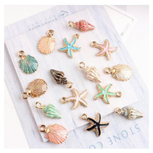 New Arrival 10pcs/Lot Enamel Alloy Charms Oil Drop Enamel Kawaii Sea Shell Snail Stars Floating Pendant Charms Fit Earring Decor 2024 - buy cheap