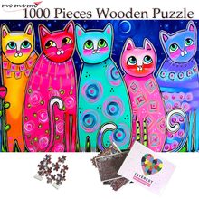 MOMEMO-rompecabezas de gato para adultos, rompecabezas difíciles de madera, pintura colorida, adultos, adolescentes, niños, regalos, 1000 piezas 2024 - compra barato