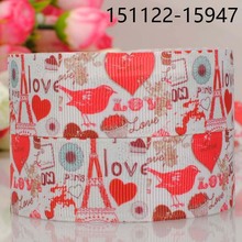 50yards 7/8 " 22 mm hearts and birds pattern Valentine prints grosgrain ribbon tape  free shipping 2024 - buy cheap