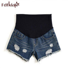 Fdfklak M-4XL Plus Size High Waist Short Maternity Jeans For Pregnant Women Fashion Patchwork Pants Pregnancy Belly Jeans F328 2024 - buy cheap