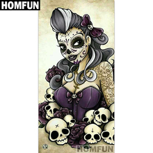 HOMFUN-pintura de diamante redondo/cuadrado completa, cuadro artesanal 5D, "calavera Mujer", bordado 3D, punto de cruz, regalo para decoración del hogar A01481 2024 - compra barato