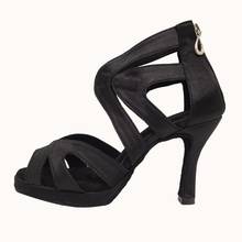 Hxyoo sapatos de salto alto preto, sapatos femininos confortáveis para dança de salão, 8-10cm, profissional, para salões de baile, tango, salsa, zc42 2024 - compre barato