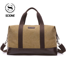 Классическая дорожная сумка Scione, сумка-тоут из холщовой кожи, сумка на плечо, мужская, модная, повседневная, для выходных 2024 - купить недорого