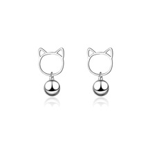 Pendientes De plata esterlina 925 para Mujer, Aretes con forma De campana De gato, joyería coreana 2024 - compra barato