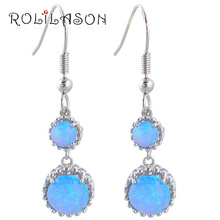 High quality Blue Fire Opal Silver Stamped Drop Earrings Retail Friday party Fashion Jewelry Opal Jewelry OE509 2024 - buy cheap