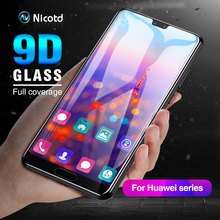 Nicotd-película de vidro temperado, 9d, para huawei honor 8c, honor 10, 8x, cobertura completa, protetor de tela para huawei y9 2019, p20 lite pro 2024 - compre barato