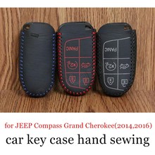 Only Red Only Red beautiful fit for JEEP Compass Grand Cherokee(2014,2016) Genuine leather car key case cover Hand sewing DIY 2024 - buy cheap