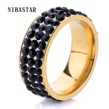 Anillos de boda de moda para mujer, joyería de cristal negro de doble línea, gran oferta, venta al por mayor 2024 - compra barato