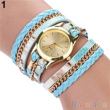 Summer Watch Women's Vintage Leopard  Braided Faux Leather Analog Quartz Bracelet Wrist Watch 1Q1K 3WHK 2024 - buy cheap