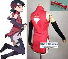 Customized BORUTO NARUTO THE MOVIE Uchiha Sarada Cosplay Costume New Fashion Women Cheongsam Anime Clothes +Sleeve Cover +Sock 2024 - buy cheap