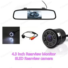 4.3 inch tft lcd Rearview Mirror Monitor kit for Car Rear reversing backup 8 LED IR night vision reverse parking camera 2024 - buy cheap