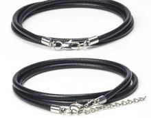 Fast ship Wholesale Wax rope 3mm Black twist shape Leather Cord Necklace Rope 65cm Chain Lobster Clasp DIY Jewelry Accessories 2024 - buy cheap