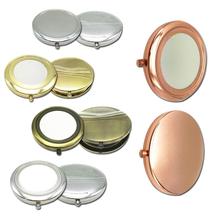 1Pc nuevo espejo de maquillaje portátil de Color sólido redondo metálico forma maquillaje cosmético herramienta popular, de moda-doble-lado espejo de bolsillo 2024 - compra barato