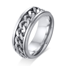 Spinner Chain Unique Mens Womens Ring Textured Stainless Steel Rotatable Links Casual Male Alliance 2024 - buy cheap